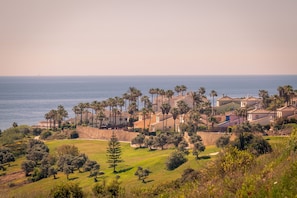 A coastal residential area with houses, palm trees, and a view of the sea. - Manilva Playa with Sea view for 5, Manilva, Spain (Manilva)