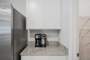 Coffee nook with a Keurig and a full coffee pot for your morning cup