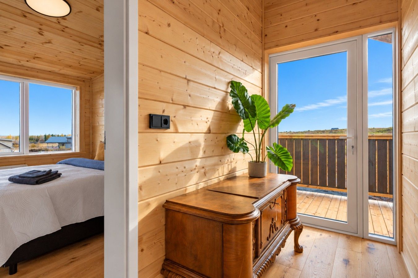 Sunlit Scandinavian Cabin Entryway