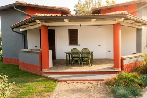 Studio apartment with large private outdoor space and shared swimming pool