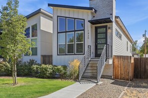 Exterior - NEW! Modern Elevated Home & Design | Walk to BSU | Private Lounge Patio with BBQ | Fireplace (Boise)