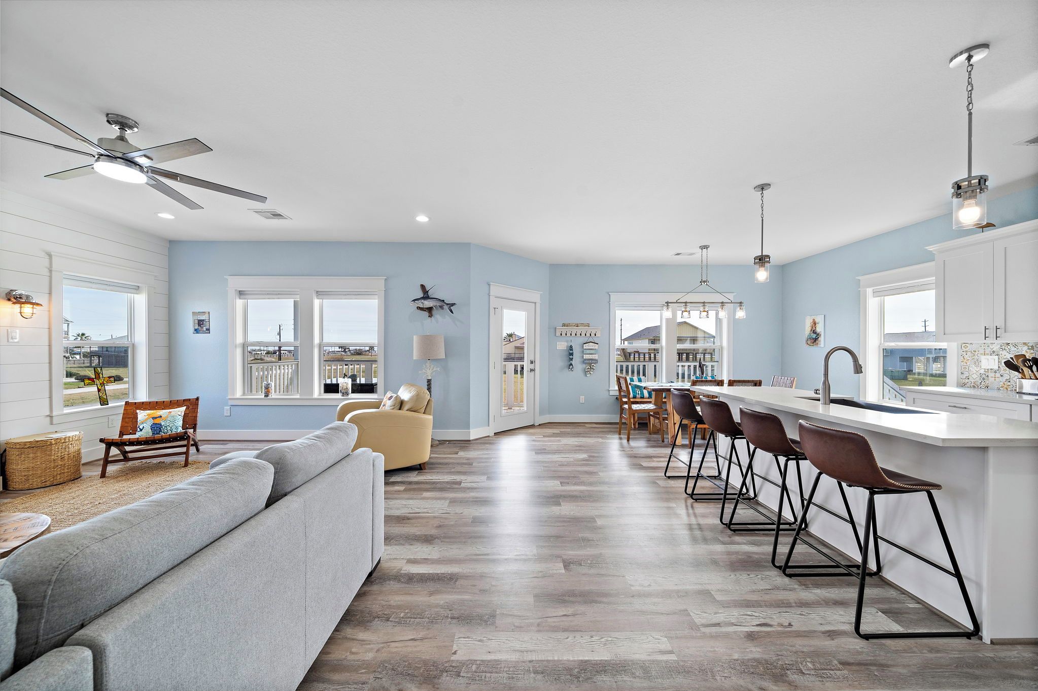 Bright, open living space with room for everyone to relax