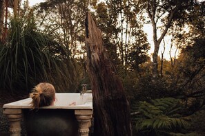 Outdoor spa tub - Wild Forest Estate Tree House (Donnellys Crossing)
