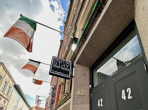 A hotel sign with the name 'Prestige Stay' and the address '42'. - Mathew Street - City 1 BDR apt sleeps 6 (Merseyside)