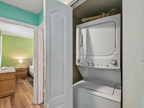 Laundry Closet - Washer and Dryer - Horizon South #74E | Snowbird Friendly, Near Beach, Resort Style Amenities (Panama City Beach)