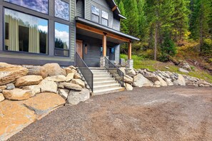 View of the home's main entrance. - Private Hot Spring | Views | River | Brundage (New Meadows)