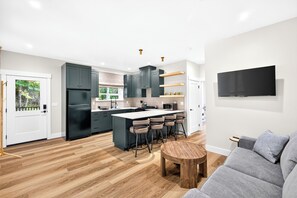 Prepare meals before you relax in this second fully stocked kitchen located upstairs just outside the second primary bedroom. - Private Hot Spring | Views | River | Brundage (New Meadows)