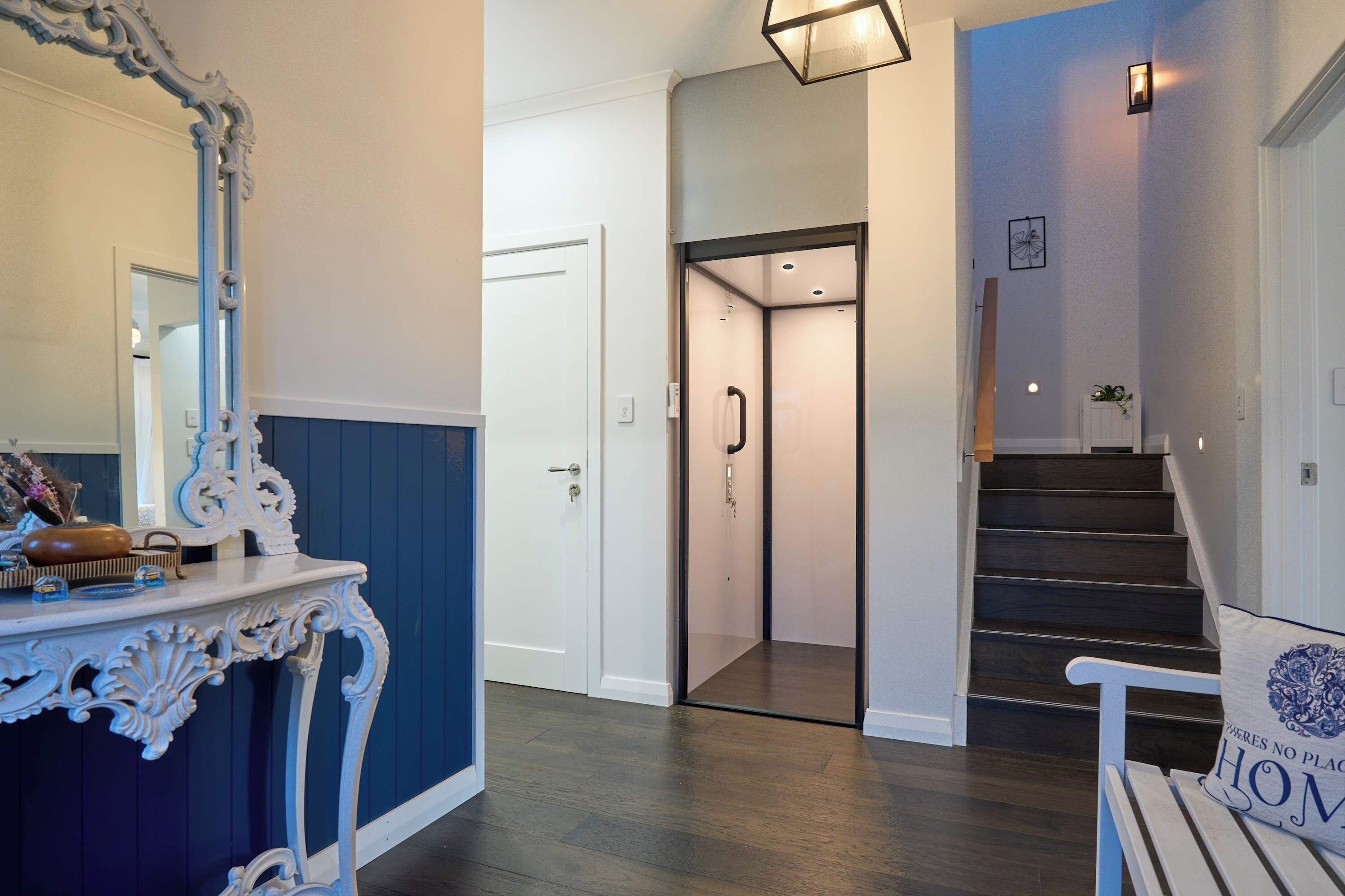 Move between levels with added ease using the home's internal lift, conveniently positioned beside the staircase.