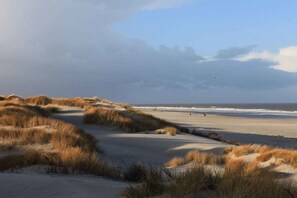 A beach with sand dunes and a clear sky. - Holiday apartment in Juist with swimming pool (Juist)