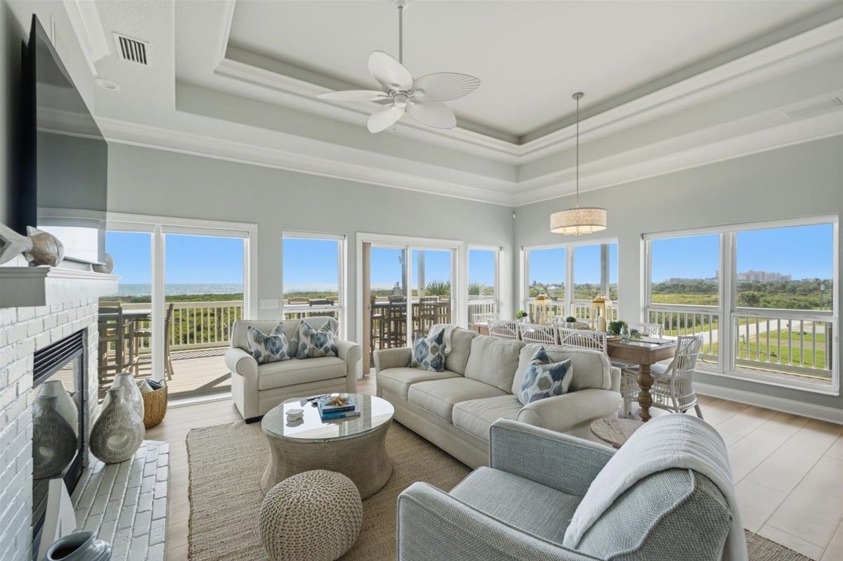 Sink into soft seating while ocean views fill the windows.