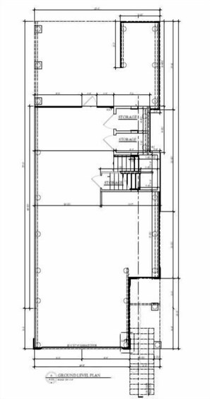 A detailed architectural floor plan of a building with multiple rooms, including labeled areas for storage and a staircase. - New 5BR Bethany Beach Luxury: Heated Plunge Pool & 1st Block to Beach! (Bethany Beach)