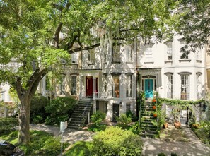Front Exterior | Historic Facade | Tree-Lined Street - Historic Savannah Estate by Forsyth Park (Savannah)