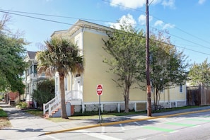 A residential building with a 'DO NOT ENTER' sign, a sidewalk, and a street with a crosswalk. - The Upper Olmstead - 1800s Victorian Near Forsyth (Savannah)