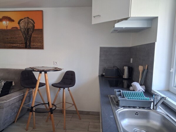 Interior - Cozy, fully equipped, and furnished studio apartment with private parking and a terrace (Blois)