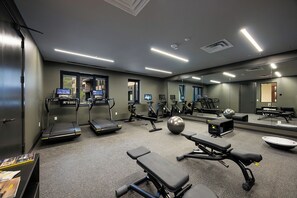 A gym with treadmills, stationary bikes, and exercise balls. - AMB207 | New Luxury Complex | Hot Tub | Pool | Walk to Base (Steamboat Springs)