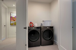 Your in-unit washer and dryer make staying fresh effortless. Bright, modern, and ready whenever you need—one less thing to think about. - AMB410 | Steamboat's Newest Luxury Complex | Pool | Hot Tub (Steamboat Springs)
