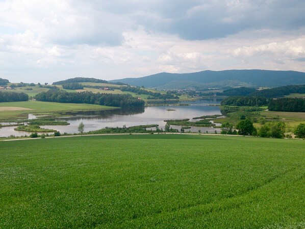 A rural landscape with a lake, fields, and distant hills. - Apartment Stephi by Interhome (Neukirchen beim Heiligen Blut)
