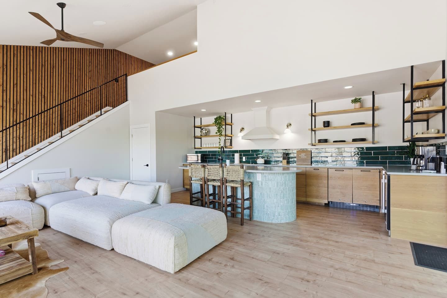 Open living room and kitchen