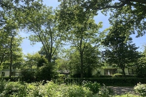 A residential area with multiple houses surrounded by dense greenery and trees. - Holiday home with 1 bedroom (Oostkapelle)