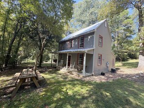 Picnic table by the house