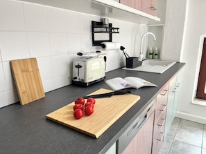 Private kitchen - Elbestube - Old Town Apartment in Torgau on the Market Square with a View of the Town Hall Bay Window (Torgau)