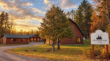 Northwoods village entrance sign autumn