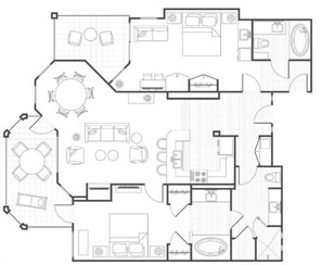 Floor plan - 2 Bedroom/2 Bath Marriott Desert Springs II Resort During Stagecoach (Palm Desert)