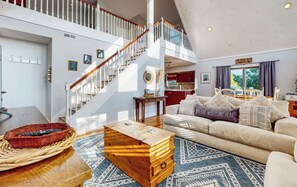 Open concept living room, dining and kitchen