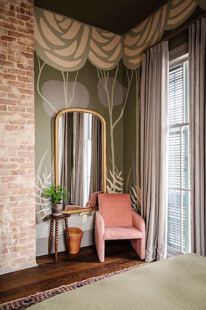 Bedroom 4 | Queen Bed with Ensuite Bathroom and Accent Chair | Second Floor - Award-Winning 8BR Suite Near FQ | Heated Pool/Spa (New Orleans)