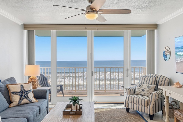 Beautiful Coastal Living Room with Ocean Views