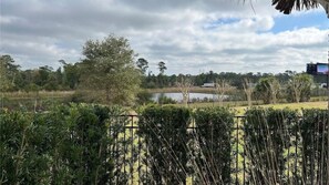 A natural landscape with a pond, trees, and a fence. - Luxury 8BR Villa w/ Pool, Game & Theater Room (Kissimmee)