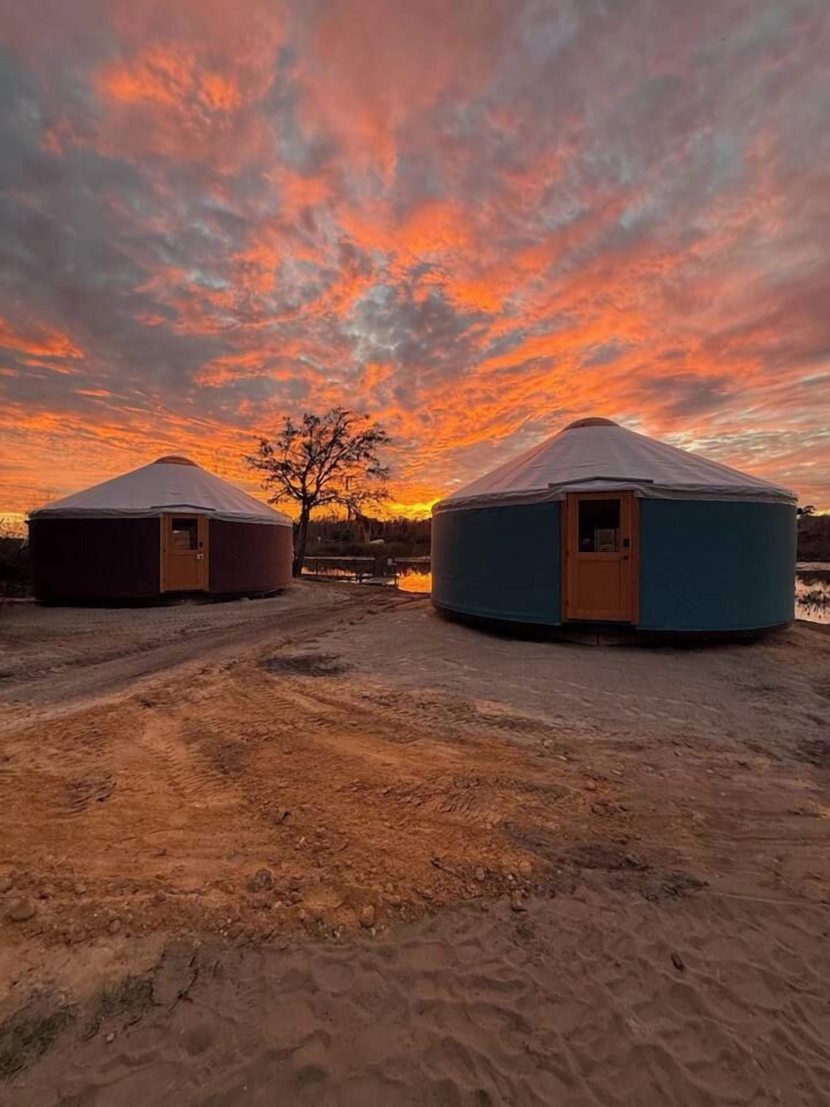 Scenic yurt stay with stunning sunset views and peaceful natural surroundings