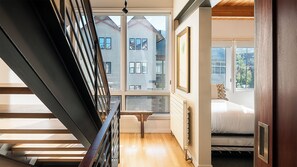 Hallway, Upper Level - Hallway leading to Bedroom 2 - Hot Tub + Private Shuttle - Hawk's View Chalet (Steamboat Springs)