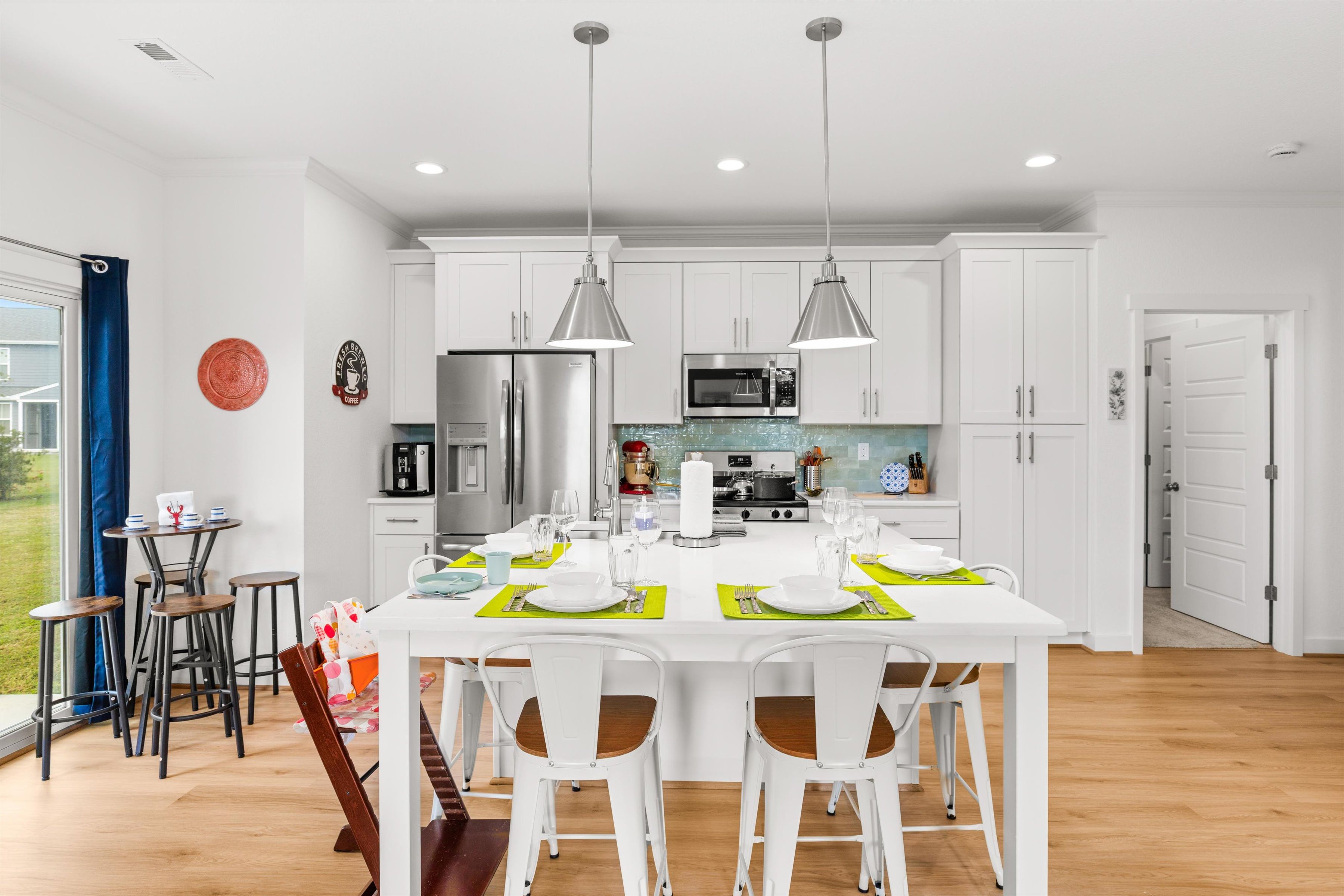 Bright modern kitchen with spacious dining for family meals