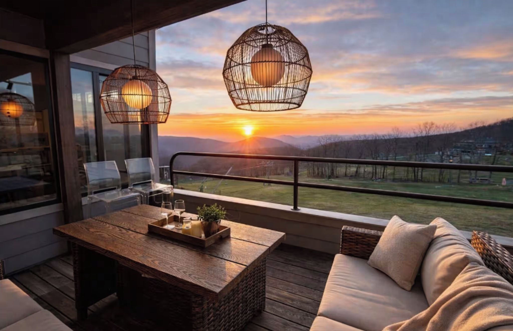 Private deck at sunrise.
Deck at sunrise