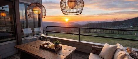 Private deck at sunrise.
Deck at sunrise