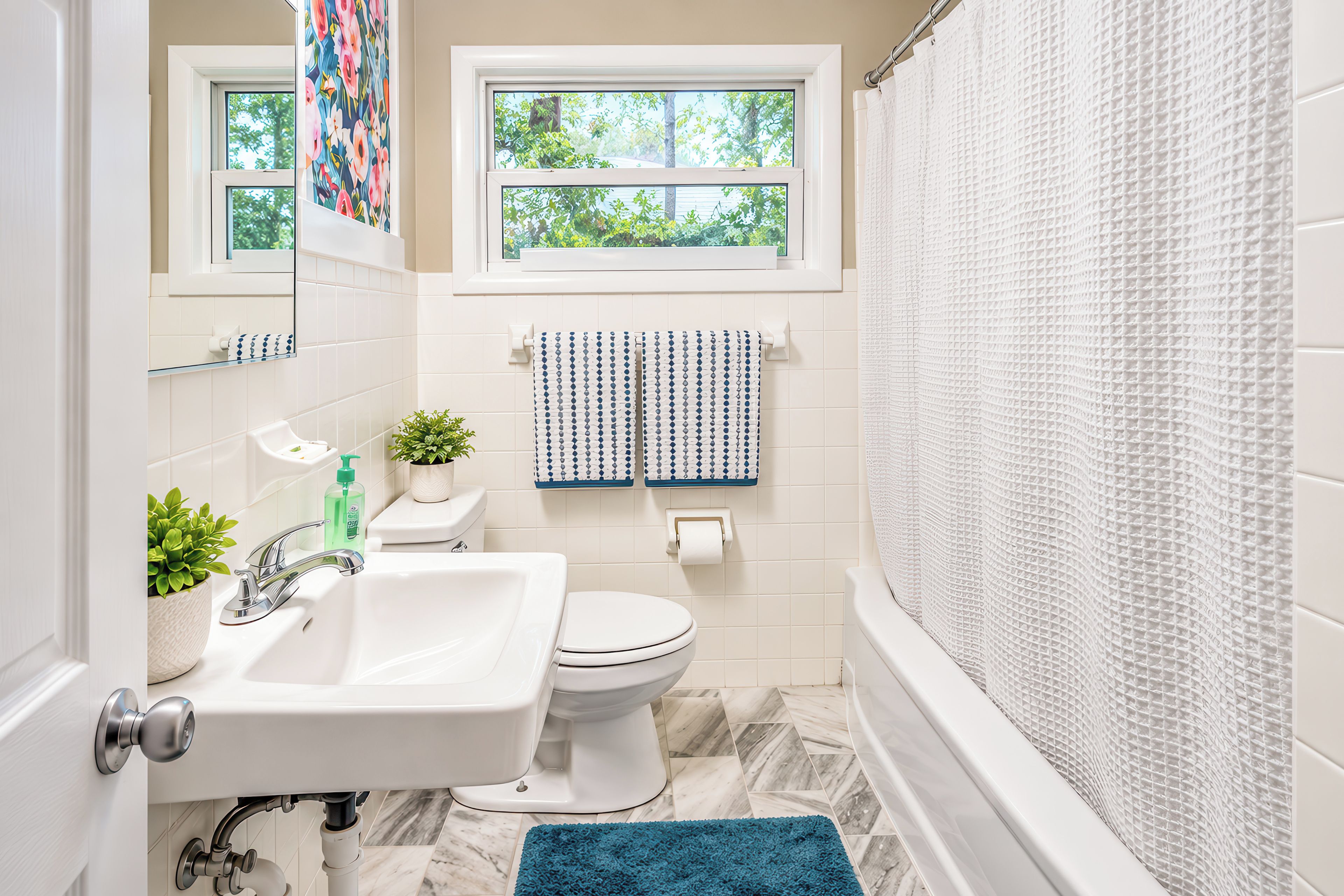 A bathroom with a sink, toilet, and bathtub.