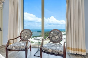 Primary bedroom seating - Portofino 2-1101 🌊🌅 11th Floor Gulf Views | Gulf Front Pool + Sauna (Pensacola Beach)