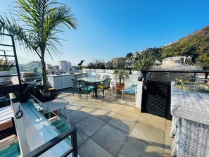 Outdoor dining - Unparalleled, 3-Bedroom Luxury. Terraces, Dipping Pool. In the Zona. (Puerto Vallarta)