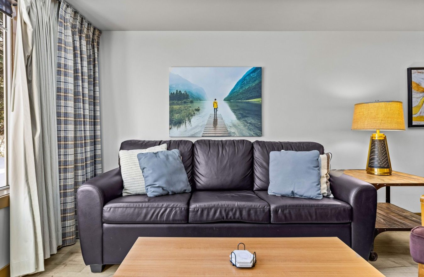 31-leather-sofa-with-blue-accent-pillows-and-lake-canvas-art