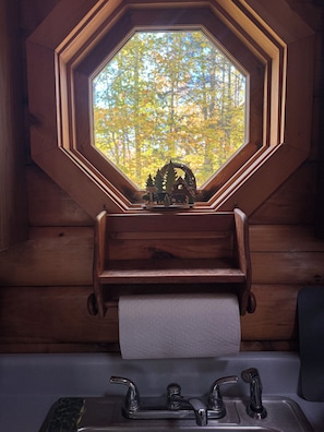 Bathroom - LOG CABIN • 2-bedroom + loft. Access to private association waterfall + courts (Thornton)