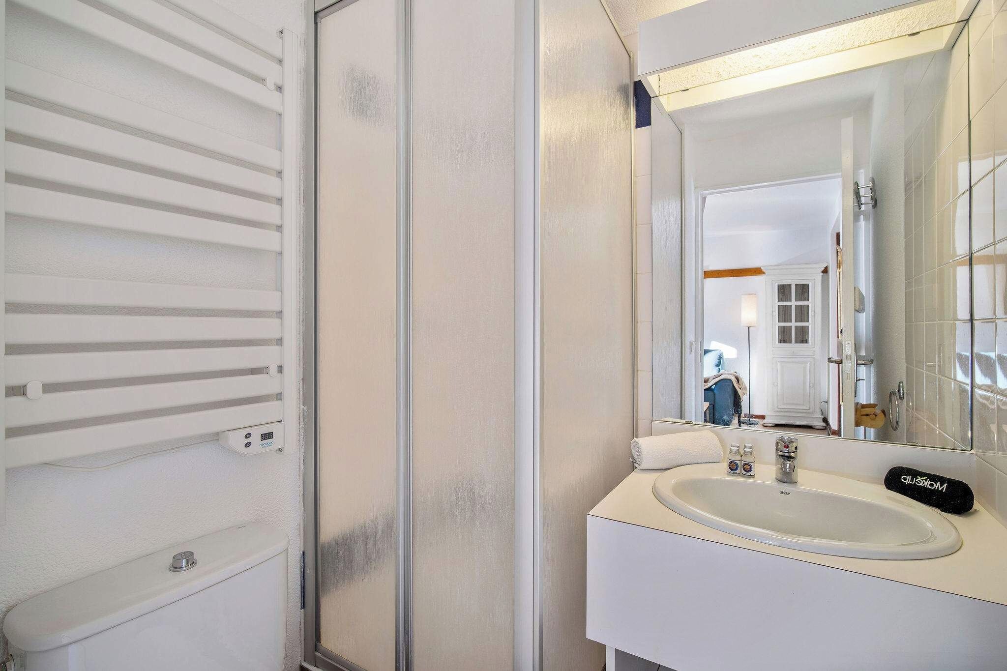 A bathroom with a white sink, a mirror, and a toilet.