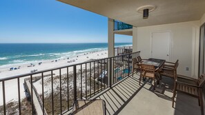 A balcony with a view of the beach and ocean. - Phoenix Ii 2074 1 Bedroom Condo (Orange Beach)