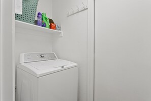 In-home laundry keeps packing light and stays easy. - Casa Clara Retreat | Private Pool & Hot Tub (Surprise)