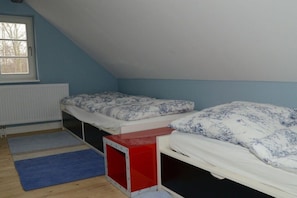A room with two beds, a window, and a radiator. - Holiday home Mechelsdorf (Mechelsdorf)