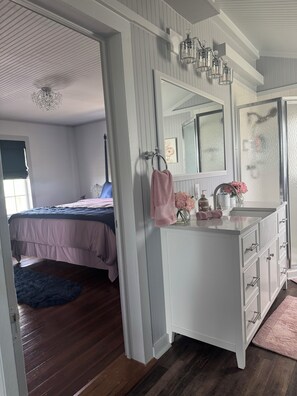 Downstairs bathroom.  Fully stocked with toiletries and washer/dryer. - Serene 1880's farmhouse near Round Top (Fayetteville)