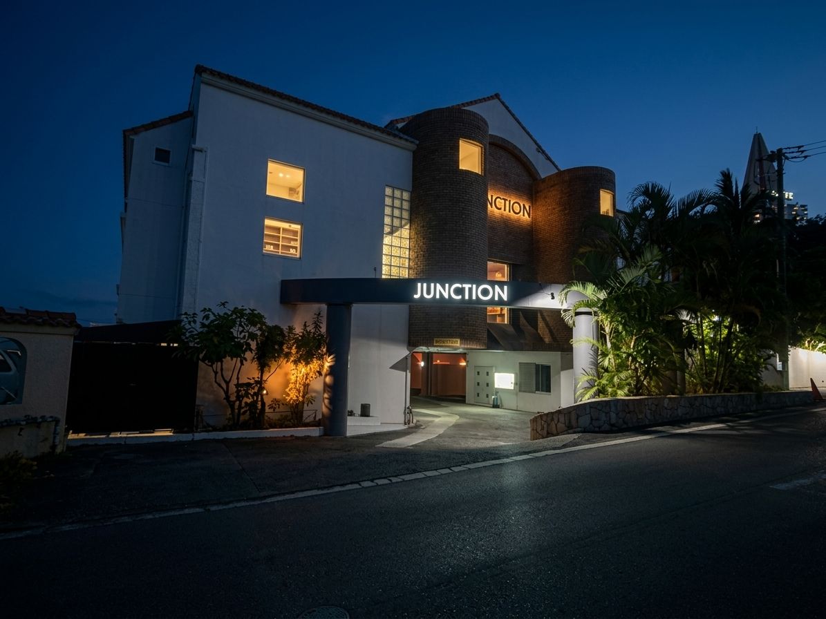 A building with a sign reading 'JUNCTION' at the entrance.