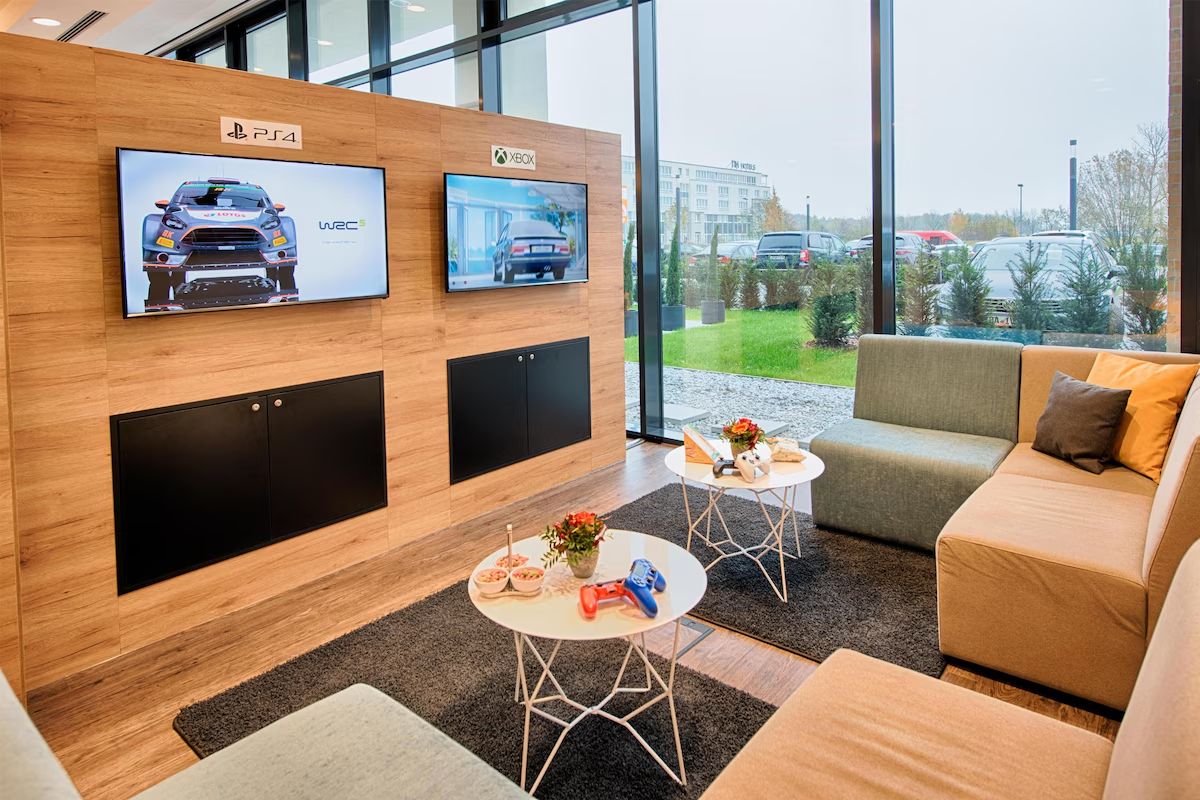 Kick back with big-screen gaming and relaxed lounge seating.