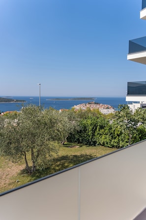 A coastal view with a clear sky, a body of water, and a distant town. - Luxury 4-Bedroom Villa in Primošten with Private Pool & Panoramic Sea Views (Primošten)