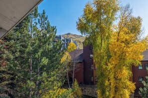 A residential area with a mix of modern and traditional architecture, including a prominent building with a sloped roof and a stone wall. - Spacious ski retreat with a den bunk room, just minutes from the slopes and Wild (Steamboat Springs)